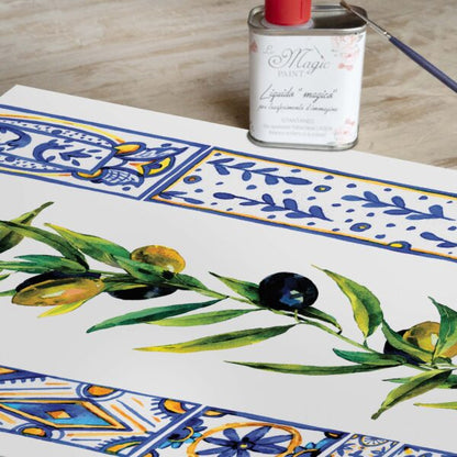 Stampa Trasferibile "SICILY TIME, OLIVES BORDER" 28x40 cm