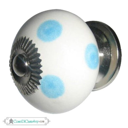 Pomello in ceramica "Pois Azzurri" 4 cm