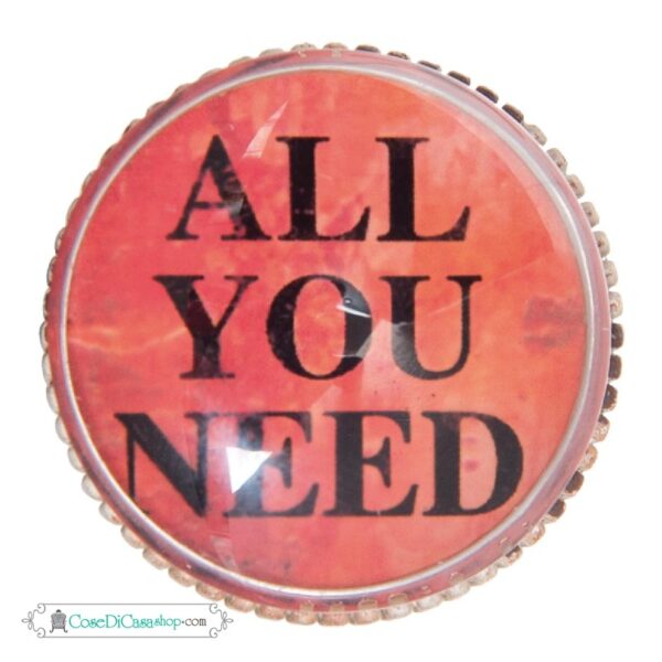 Pomello in ferro e vetro "All You Need" 3 cm