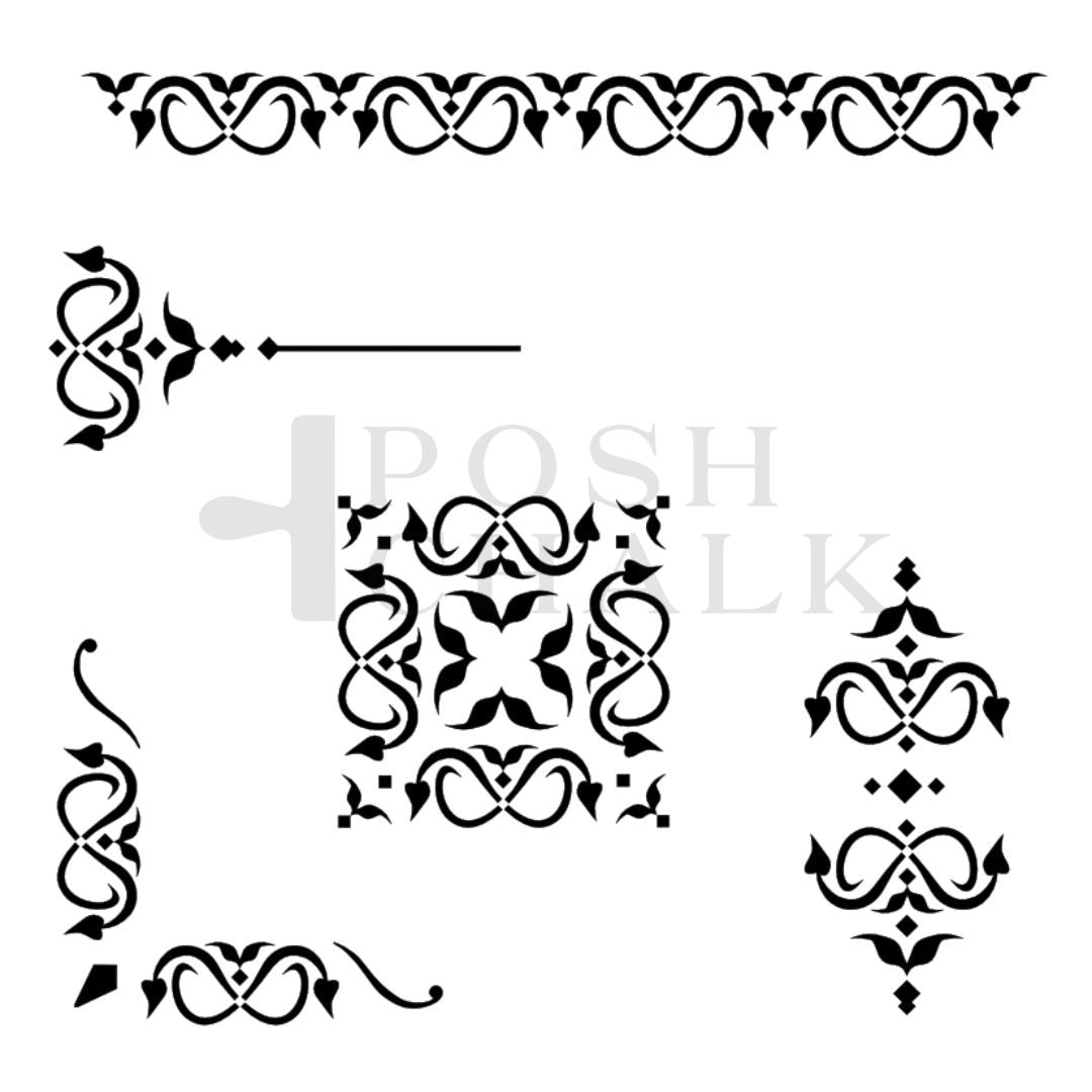 Plantilla de tiza elegante con borde Art Deco 29x30cm - WoodUbend