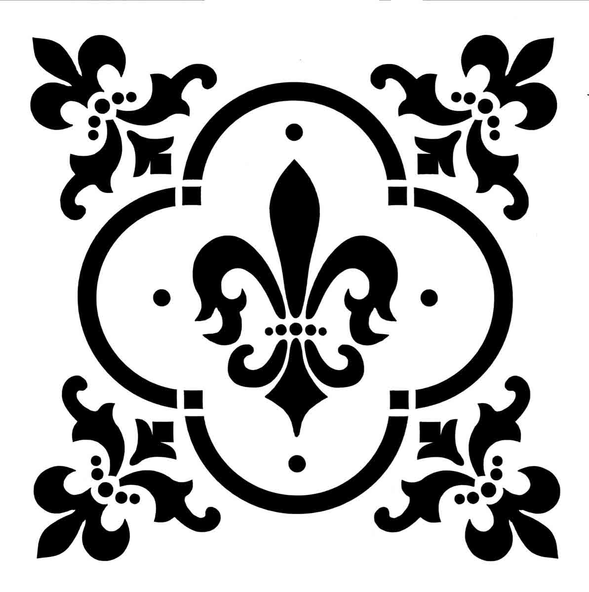Edle Kreide-Schablone Lilienornament 30x30cm - WoodUbend