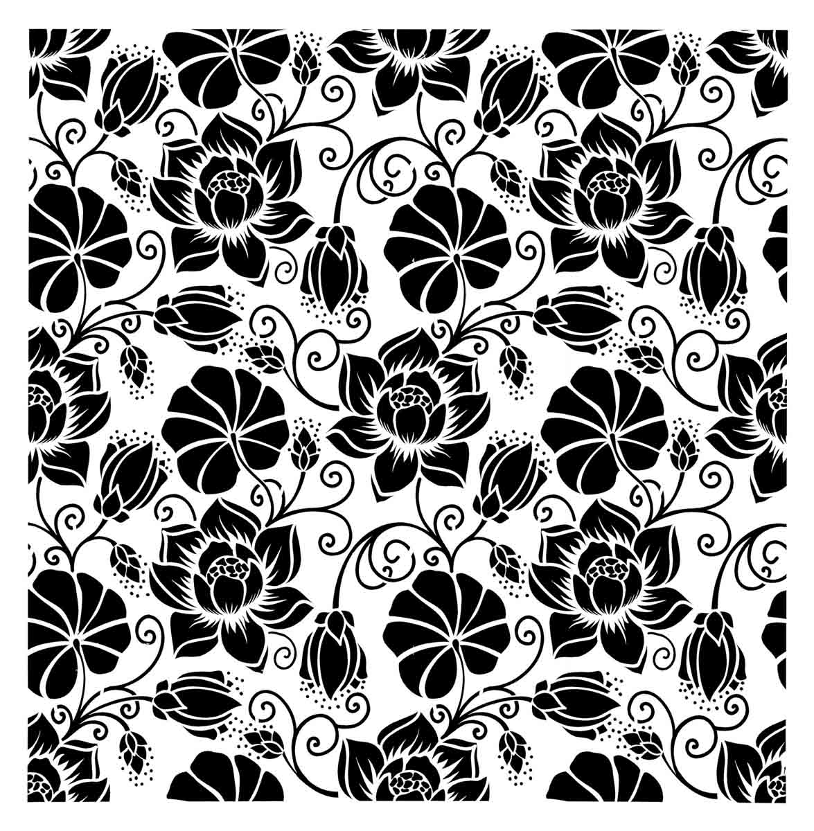 Pochoir Élégant en Craie Fleurs de Nénuphar 50x50cm - WoodUbend