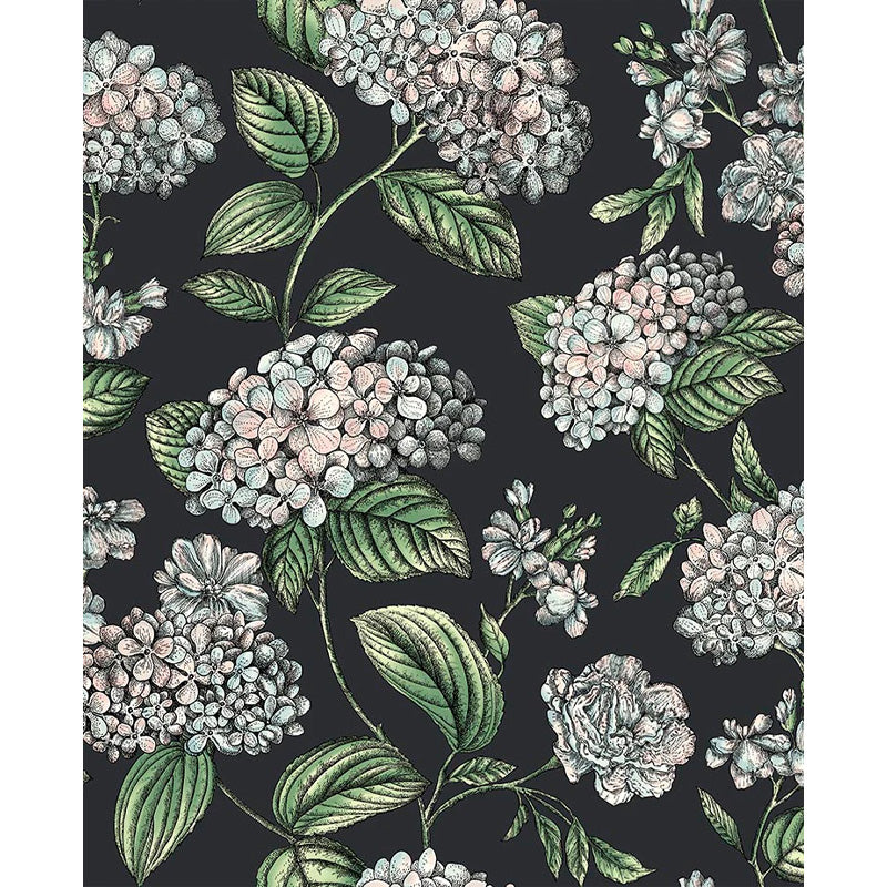 Carta da Parati "RAMO DI ORTENSIA NERO" Fornasetti | COLE & SON