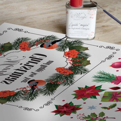 Stampa Trasferibile "NATALE, RED BERRIES" 28x40 cm