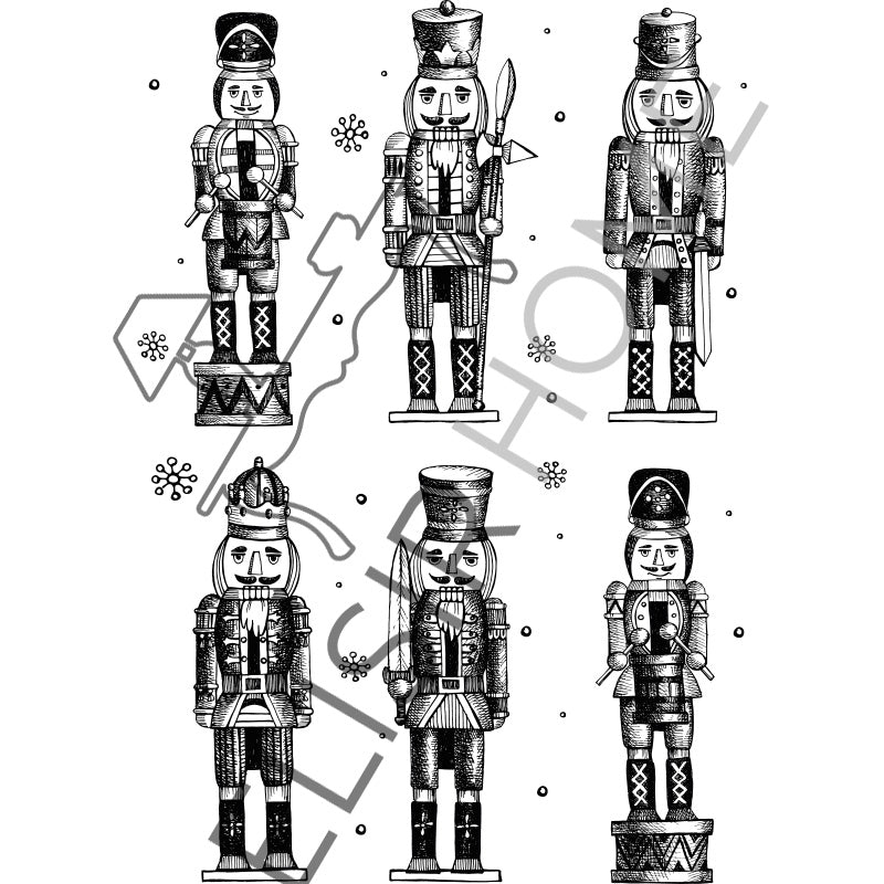 Stampa Trasferibile "NATALE, Schiaccianoci in bianco e nero" 28x40 cm