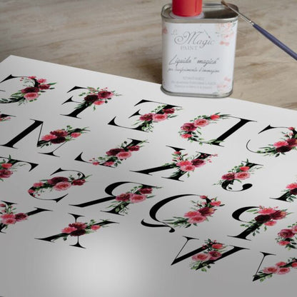Stampa Trasferibile “SCRIPT, ALFABETO ROSE” 28×40 cm