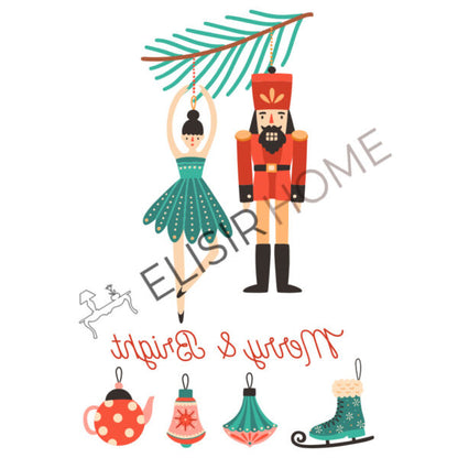 Stampa Trasferibile "NATALE, Merry & Bright" 28x40 cm