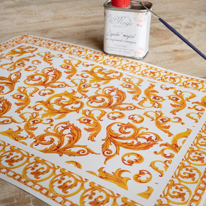 Stampa Trasferibile "FANTASIA, BAROCCO D'AMBRA" 28x40 cm