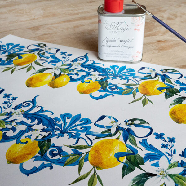 Stampa Trasferibile "FANTASIA, LIMONI E NASTRI" 28x40 cm