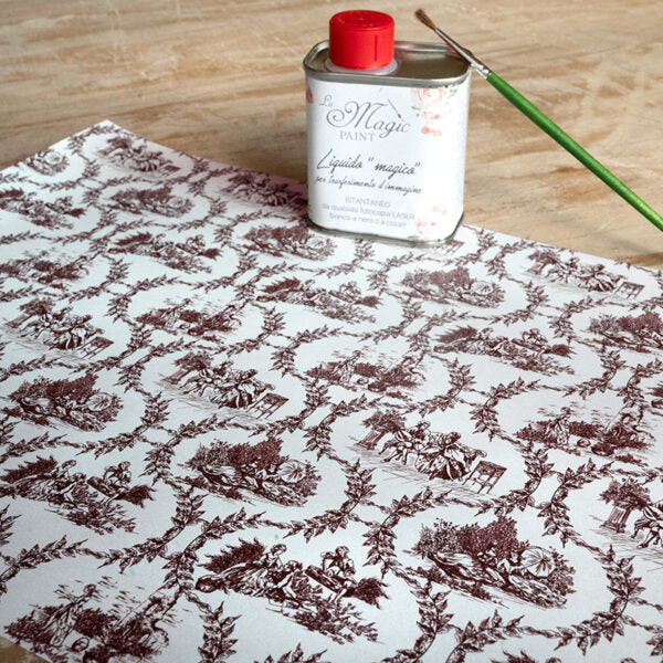 Stampa Trasferibile "TOILE DE JOUY, GHIRLANDE BORDEAUX" 28x40 cm