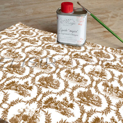 Stampa Trasferibile "TOILE DE JOUY, GHIRLANDE BEIGE" 28x40 cm