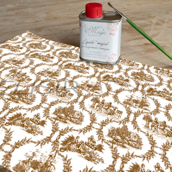 Stampa Trasferibile "TOILE DE JOUY, GHIRLANDE BEIGE" 28x40 cm