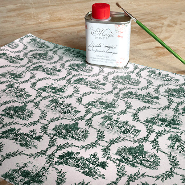 Stampa Trasferibile "TOILE DE JOUY, GHIRLANDE VERDE" 28x40 cm