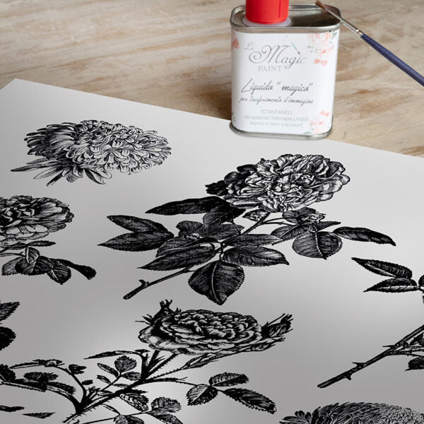 Stampa Trasferibile "VINTAGE, DRAWING FLOWER" 28x40 cm