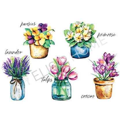 Stampa Trasferibile "PRIMAVERA, FLOWER JAR" 28X40 cm