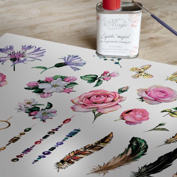 Stampa Trasferibile "PRIMAVERA, FLOWER & KEY" 28X40 cm