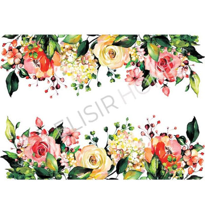 Stampa Trasferibile "PRIMAVERA, BORDO FLOREALE" 28X40 cm