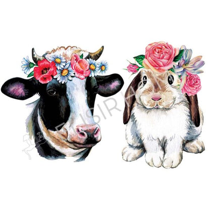 Stampa Trasferibile "PRIMAVERA, COW & BUNNY" 28X40 cm