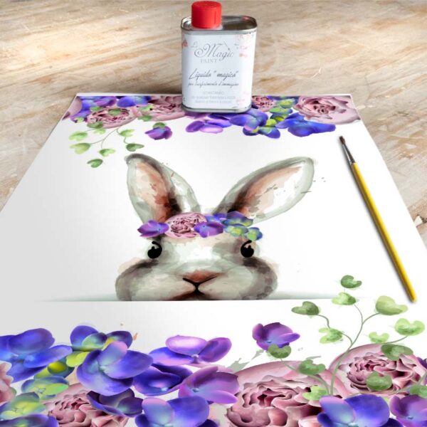 Stampa Trasferibile "PRIMAVERA, FLOWER BUNNY" 28X40 cm