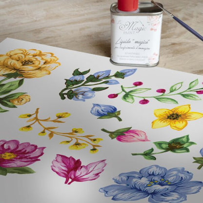 Stampa Trasferibile "PRIMAVERA, PAINTED FLOWER" 28X40 cm