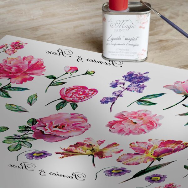 Stampa Trasferibile "PRIMAVERA, PEONIES & ROSE" 28X40 cm