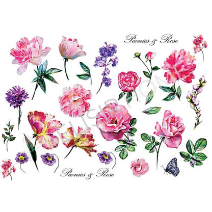 Stampa Trasferibile "PRIMAVERA, PEONIES & ROSE" 28X40 cm