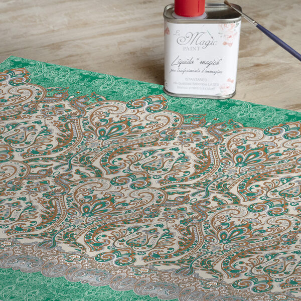 Stampa Trasferibile “PAISLEY-VERDE SINFONIA” 28×40 cm